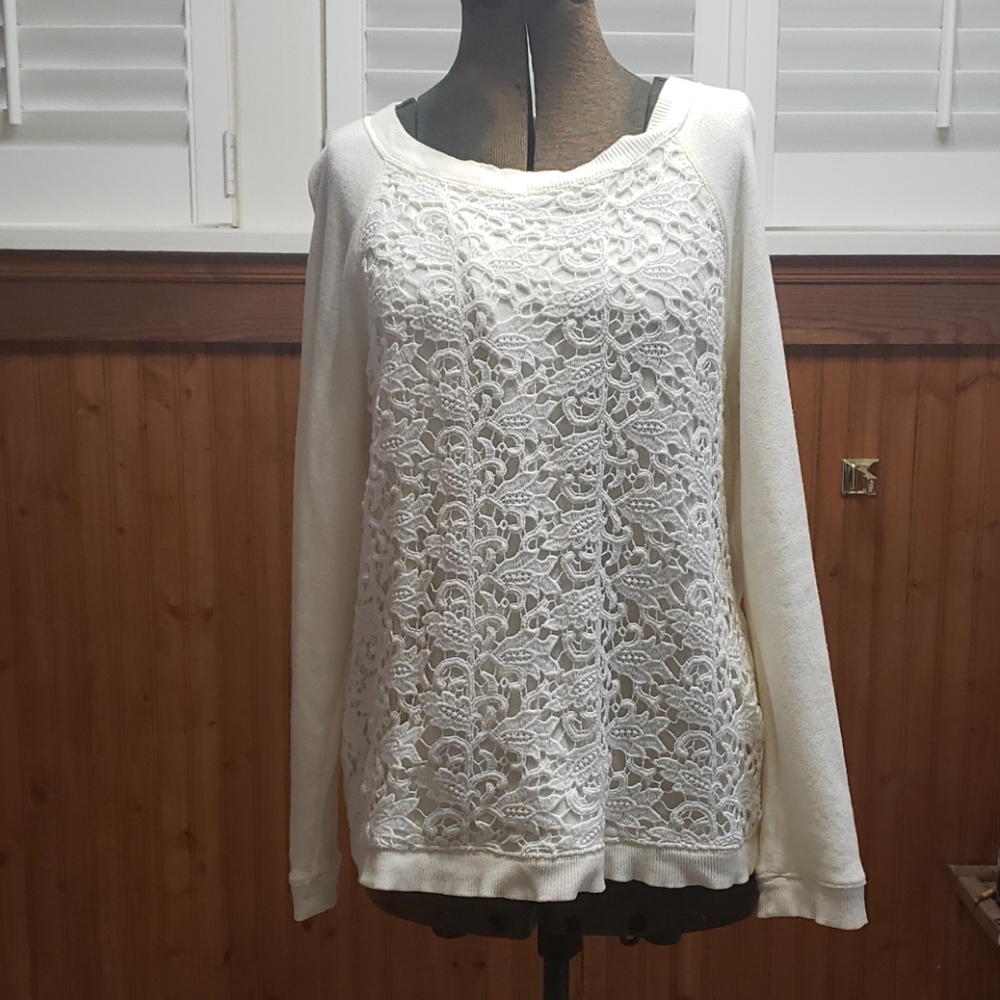 Talbots sweatshirt with lace overlay